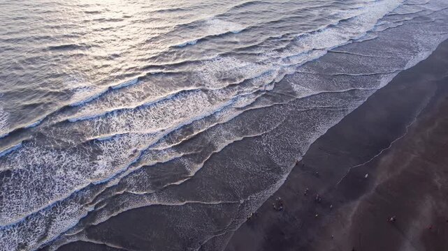 A stunning aerial drone view of Dapoli Beach along the Konkan coastline in Ratnagiri district, Maharashtra, India. 