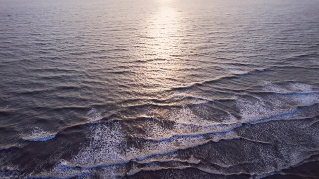 A stunning aerial drone view of Dapoli Beach along the Konkan coastline in Ratnagiri district, Maharashtra, India. 