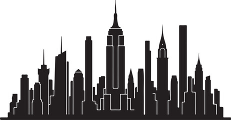 Obraz premium New York City skyline, urban silhouette, cityscape vector, black skyscrapers