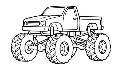 Monster truck outline icon vector illustration isolated on white background © MdRabbi