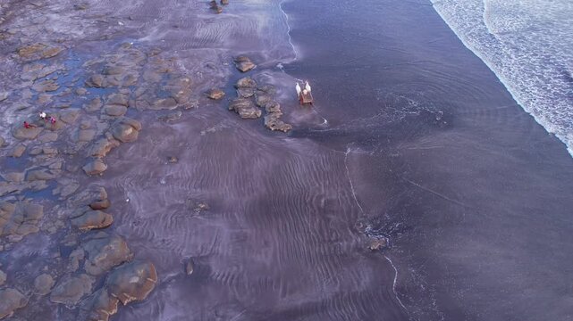 A stunning aerial drone view of Dapoli Beach along the Konkan coastline in Ratnagiri district, Maharashtra, India. 