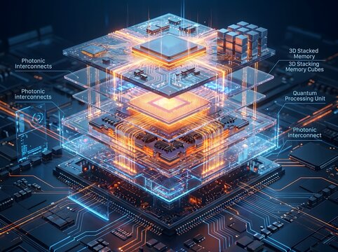 Advanced 3D stacked memory cubes and photonic interconnects powering a next-generation processing unit for future computing systems and AI innovation