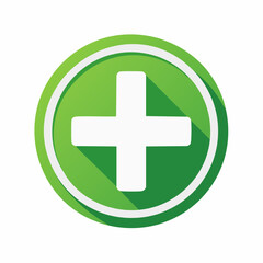 Obraz premium Green Circle with White Plus Sign Icon