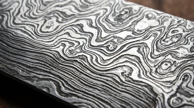 Damascus Steel Texture Macro Wavy Forged Metal Pattern Surface Detail