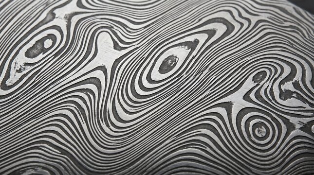 Unique Damascus Steel Pattern Background with Metallic Wavy Texture