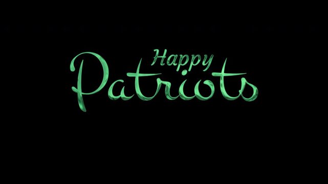Happy patriots written in green script font perfect for social media posts, greeting cards, banners, and patrioticthemed designs.