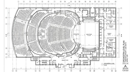 Orchestra level floor plan of a large theater or concert hall © S.Siam