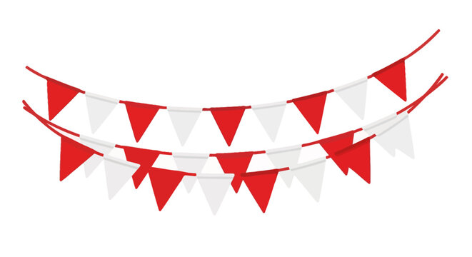 Red and White Bunting Flags Garland Festive Decoration