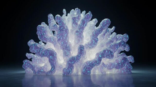 Organic Futuristic Coral Architecture with Iridescent Bioluminescent Shell in 4K