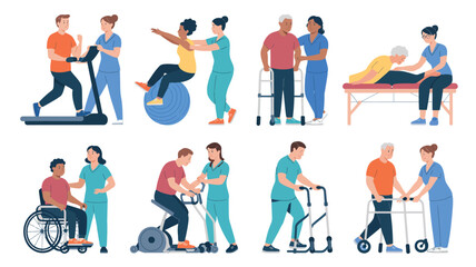 Fototapeta premium Medical Professionals Assisting Patients with Physical Therapy Exercises for Rehabilitation Concepts