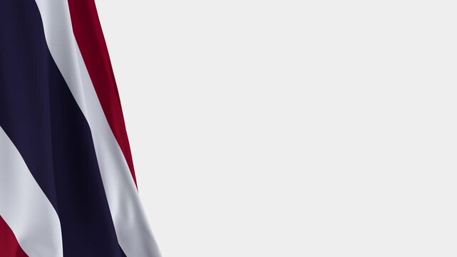 Thailand Flag on Left Side, Waving National Symbol with Copy Space