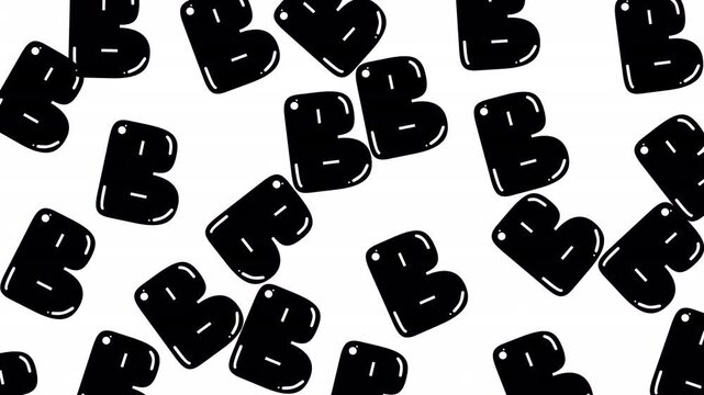 seamless motion graphic featuring a black letter B art design on a white background