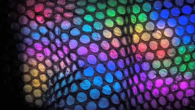 Abstract Colorful Light Through Bubble Wrap Texture - Dynamic Iridescent Background Loop