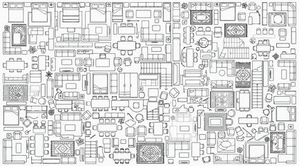 Collection of various furniture icons and floor plan symbols © S.Siam