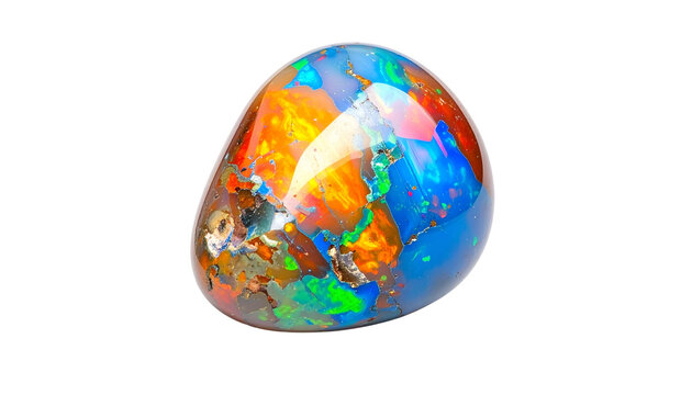  Close up of a raw opal gemstone with vibrant colors and natural texture  isolated on solid white background1