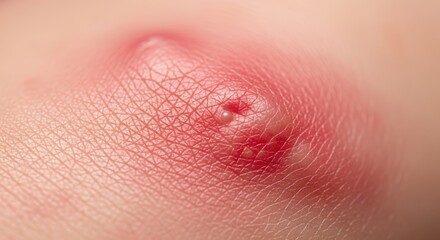 Fototapeta premium Close-up Macro Shot of a Red Inflamed Pimple on Human Skin.