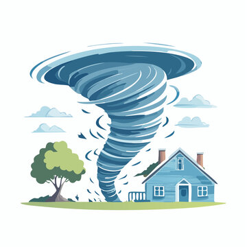 Tornado Approaching a House and Tree