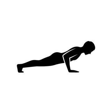 Black silhouette of a man doing push-ups