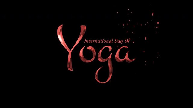 International day of yoga celebrated with stylish red font suitable for yoga studios, social media posts, event promotions, and banners.