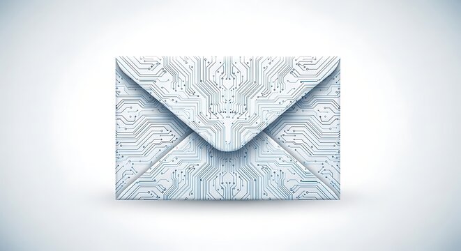 A light blue envelope with a floral pattern.