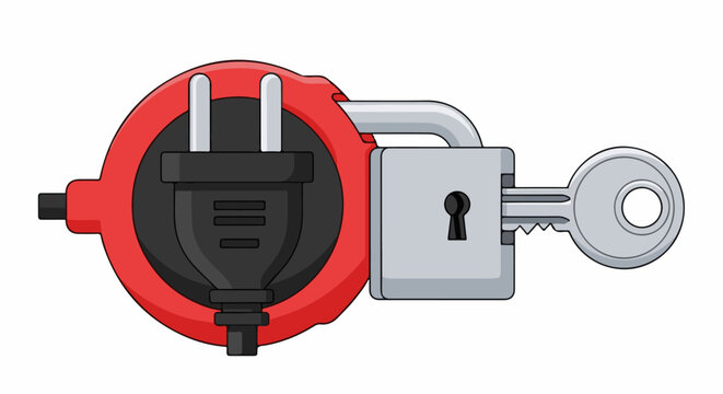A locked electrical plug with a key inserted
