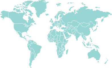Obraz premium World Map with Country Borders on White Background