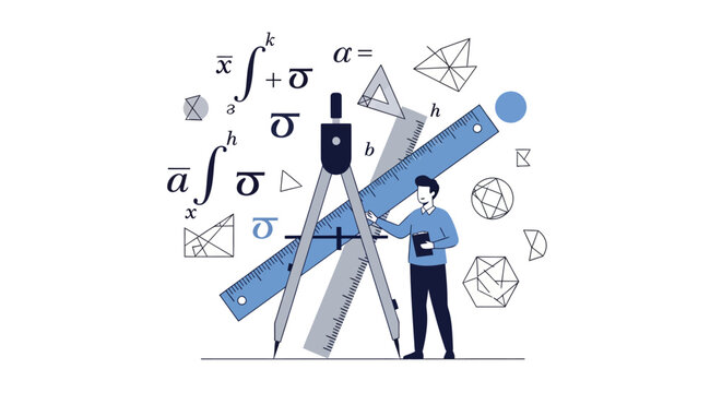 Man using large drawing compass.
