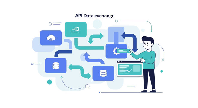 Man using computer API.