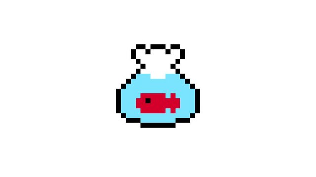 8-bit pixel art Japanese summer red goldfish icon. looped animation 4k 30fps