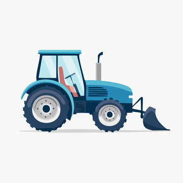 Blue Tractor with Front Loader Illustration