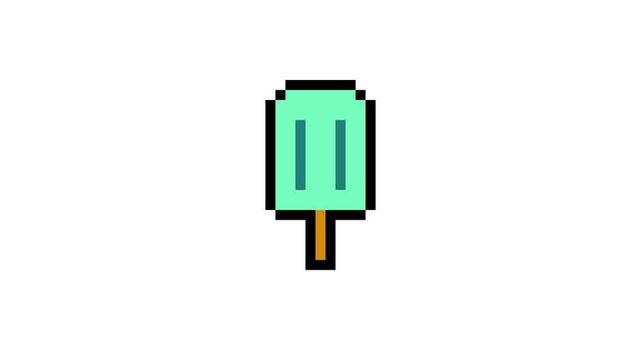8-bit pixel art Japanese summer hard icecream icon. looped animation 4k 30fps