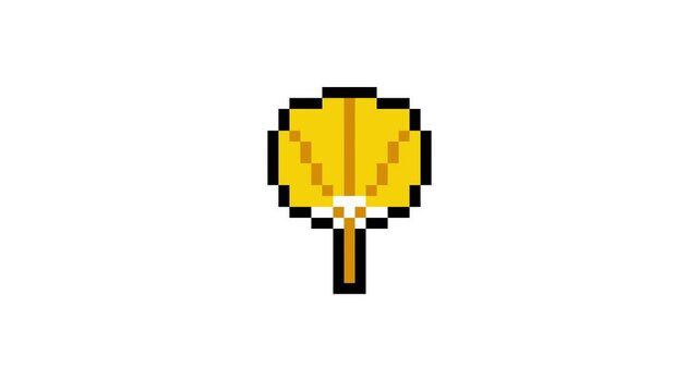 8-bit pixel art Japanese summer fan icon. looped animation 4k 30fps