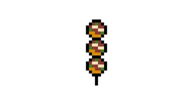 8-bit pixel art Japanese summer takoyaki icon. looped animation 4k 30fps