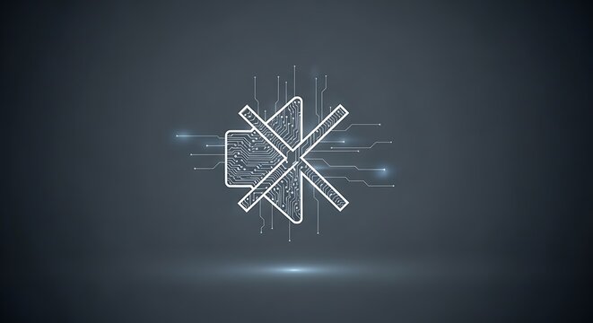 Neon styled delete icon on dark background.
