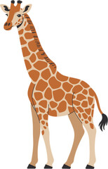 Obraz premium Full Body Giraffe Vector Illustration with Detailed Pattern for African Safari Adventure Themes, Wildlife Conservation Education, Zoo Posters, and Children's Nature Book Graphic Designs