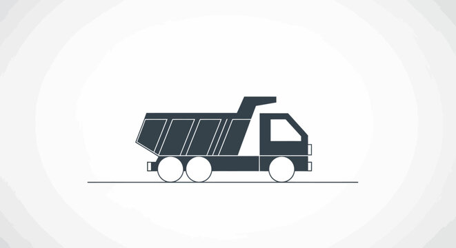 Dump Truck illustration with a white background and subtle shadow, depicting a construction vehicle with four wheels and a tipper body