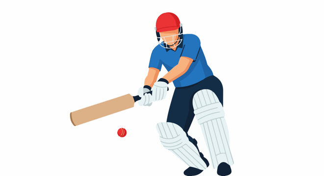A person in batting gear swings a bat at a red ball, ready for action