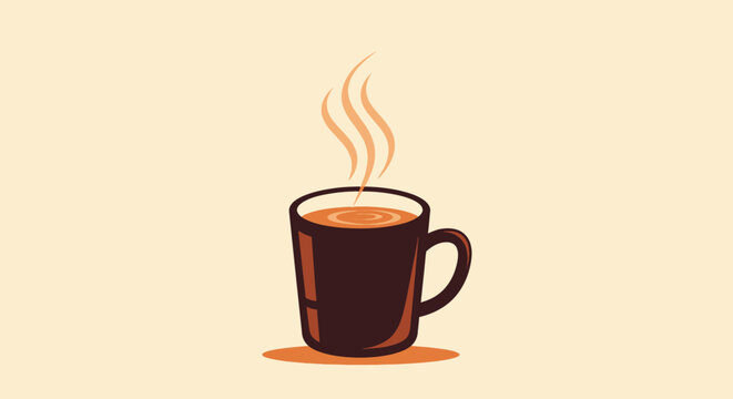 Brown Coffee Mug with Steam Rising.