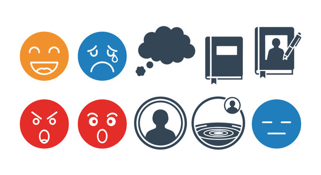 Emotions and communication icons set.