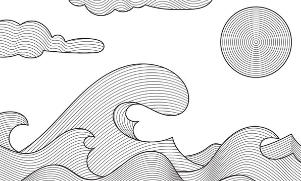 Abstract vector illustration of a wavy background line motion curve design