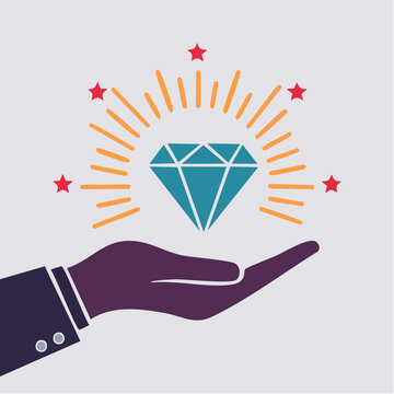 Hand Holding a Shining Diamond