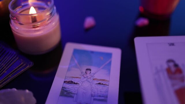 Tarot Reading Ritual With Slider Shot, Mystic Divination Concept