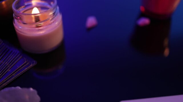 Tarot Reading Ritual With Slider Shot, Mystic Divination Concept