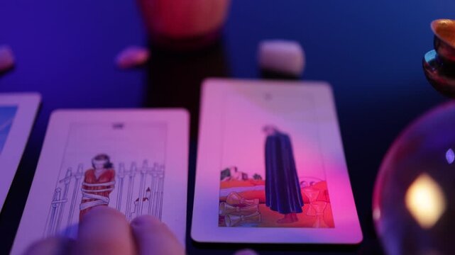Tarot Reading Ritual With Slider Shot, Mystic Divination Concept