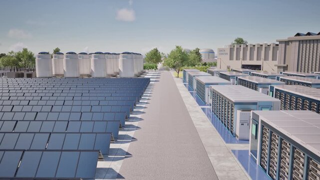 3d rendering smart industrial area with infrastructure development 4k footage