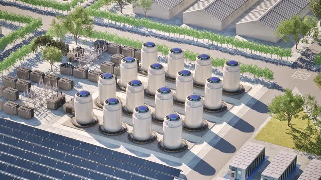 3d rendering smart industrial area with infrastructure development 4k footage