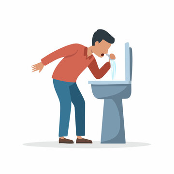 Man drinking water from a public drinking fountain