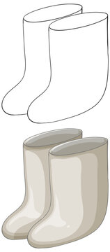 Vector Illustration of Traditional Russian Felt Boots