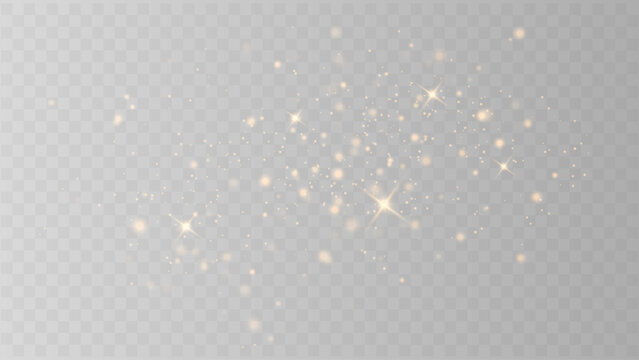 Gold Sparkle Dust with Stars on Dark Background Vector