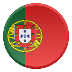 Obraz premium Portugal Flag Transparent Round Button and 3D Glossy Disc Icon